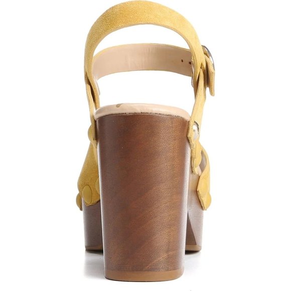 🆕 SAM EDELMAN Josefine Platform Block Heel Sandal Shoes Mustard 9 - Picture 5 of 13